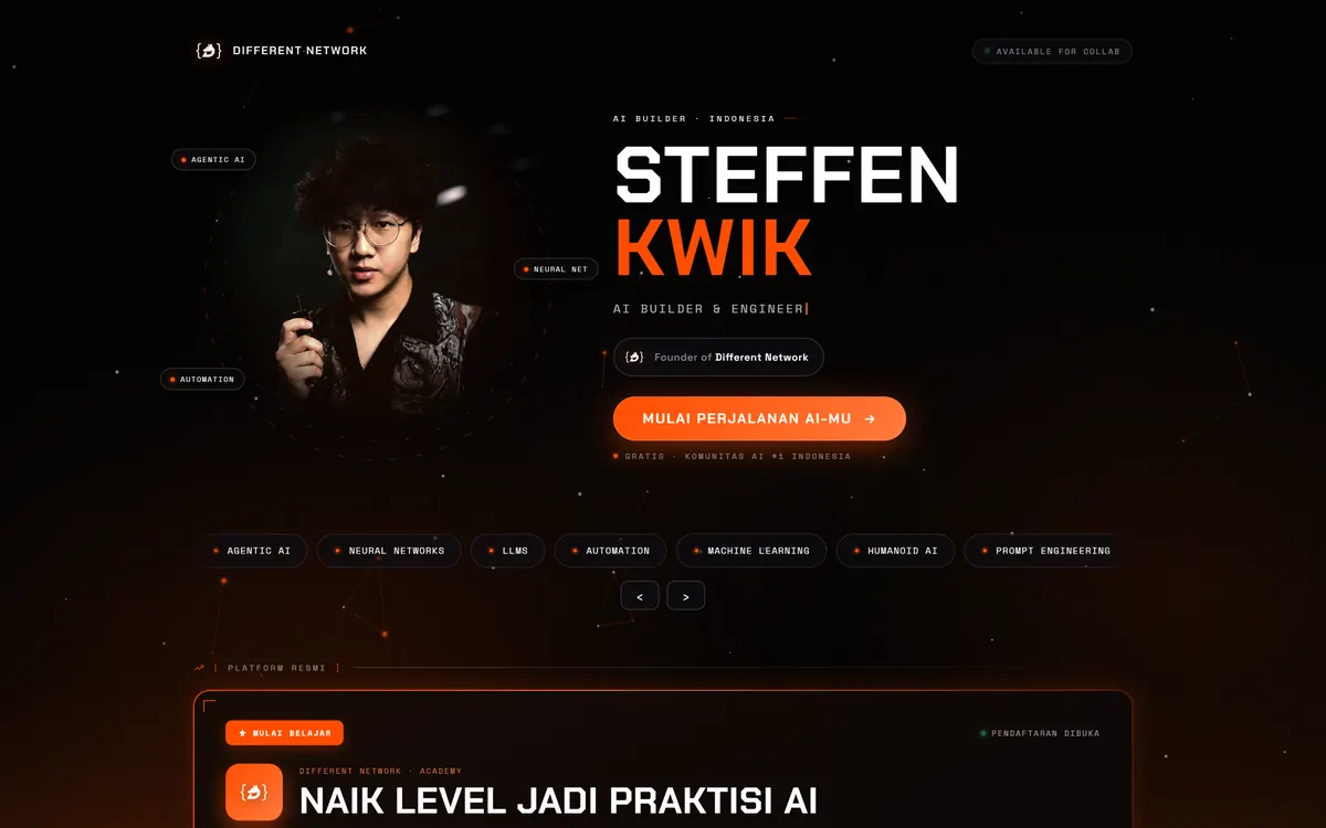 Tampilan desktop Personal Brand Website