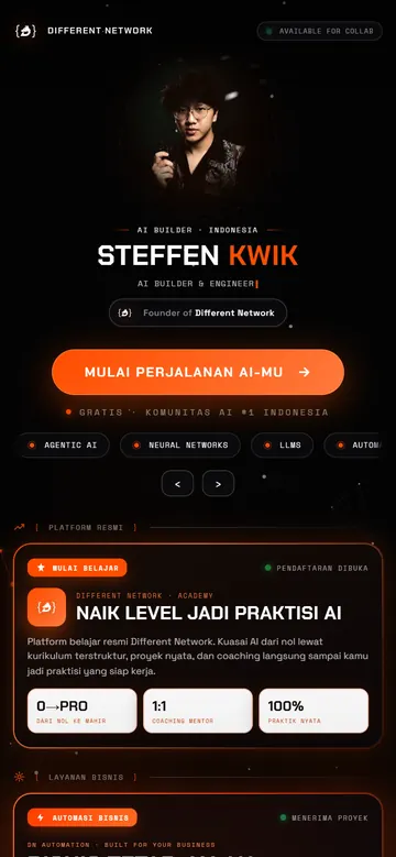 Tampilan HP Personal Brand Website