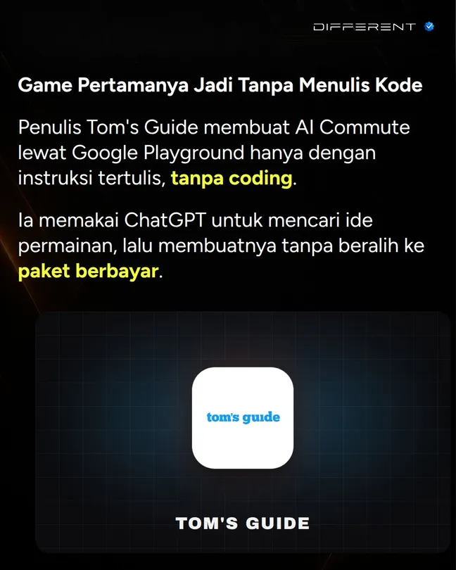 Game pertama dibuat tanpa menulis kode