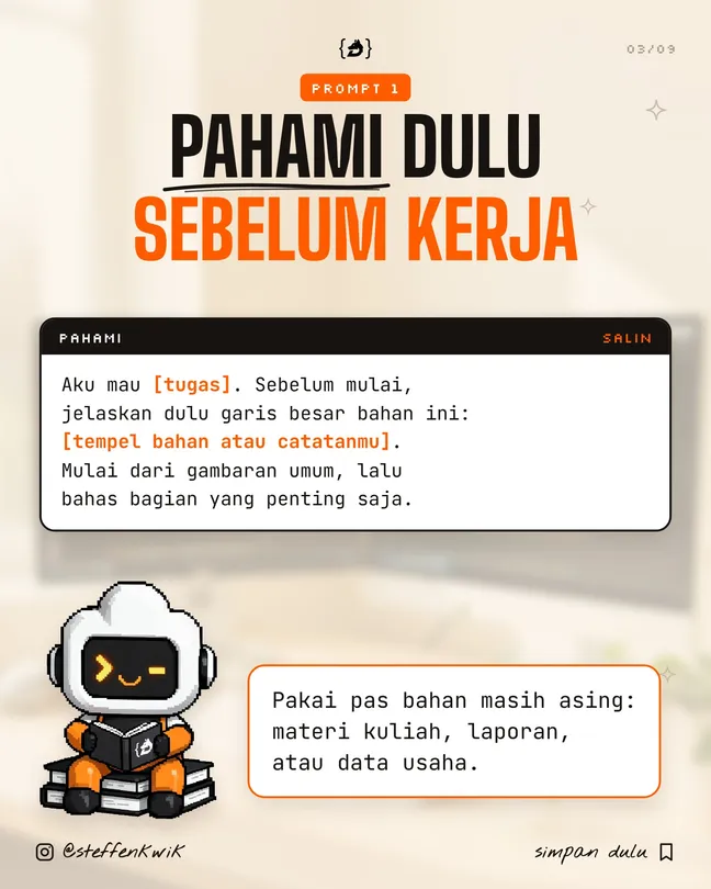 Pahami bahan sebelum kerja