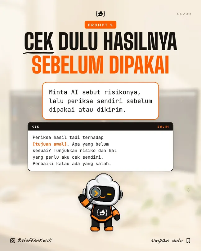 Cek hasil sebelum dipakai