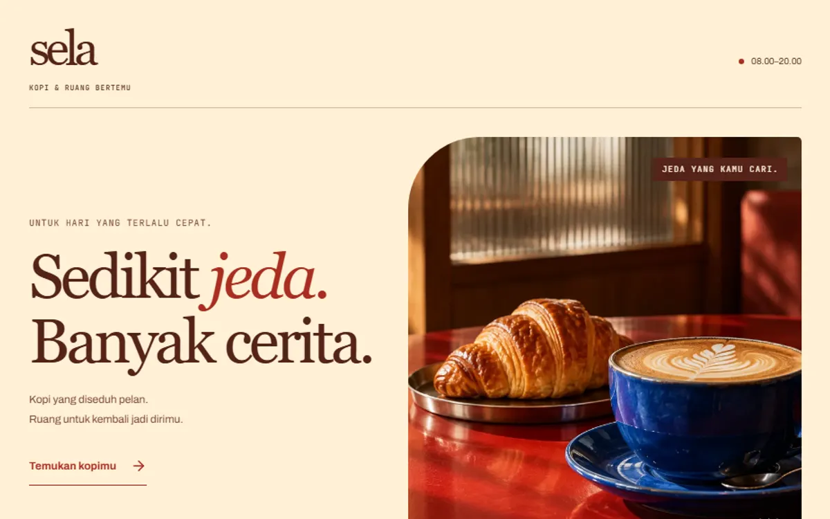 Tampilan desktop Kopi Sela