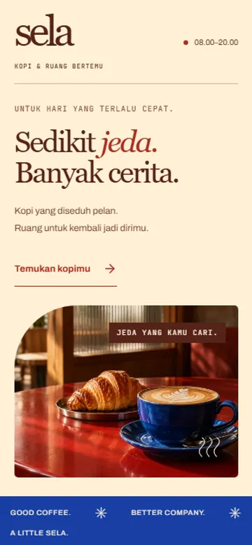 Tampilan HP Kopi Sela