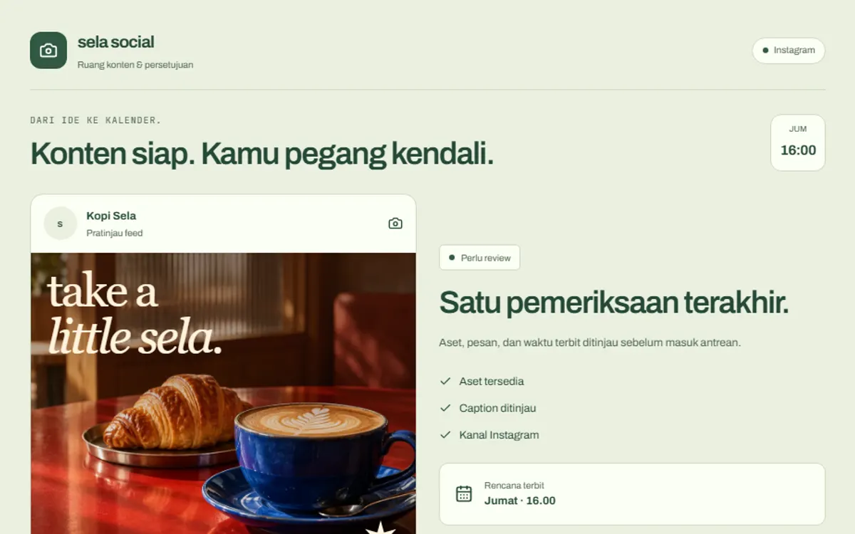Tampilan desktop Sela Social