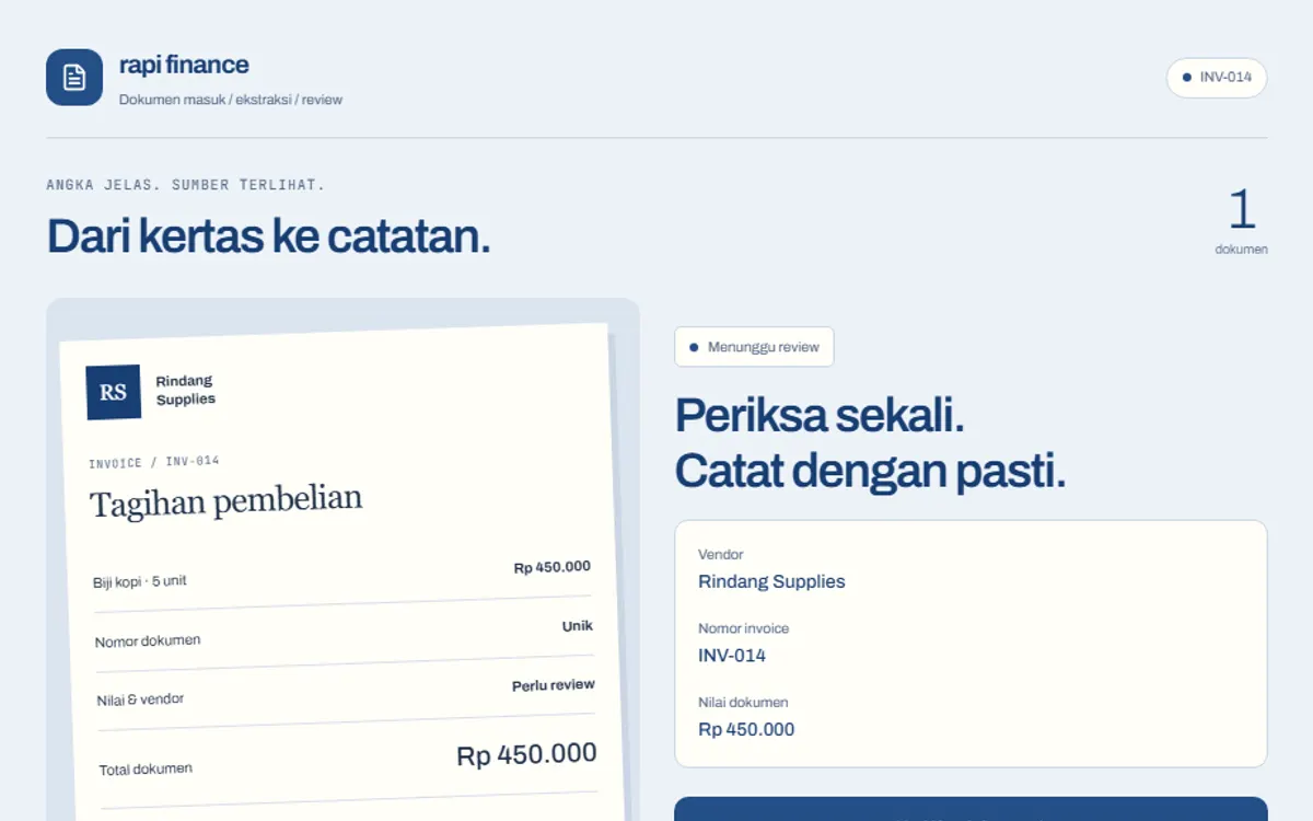 Tampilan desktop Rapi Finance