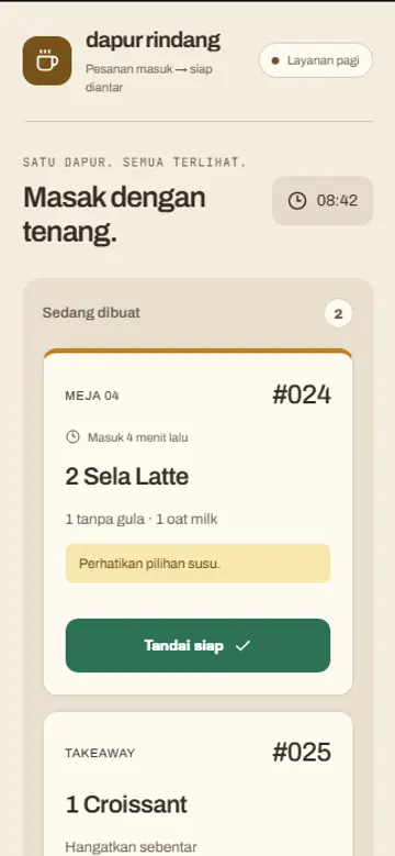 Tampilan HP Dapur Rindang