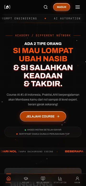 Tampilan HP Different Network Academy